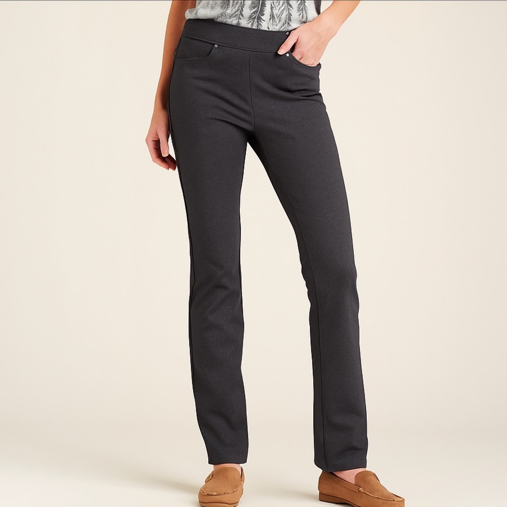 L.L.Bean Charcoal Gray Pull-On Straight Leg Stretch Chino Pants Size Sml Reg